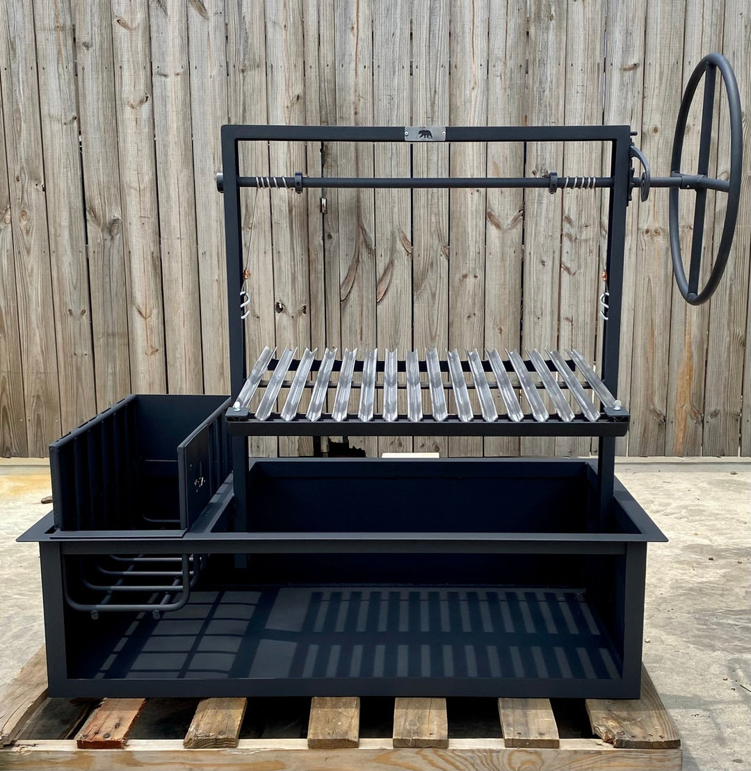Argentine Built-In Grill with a Steel Firebox and a Side Brasero - Heritage Backyard Inc.