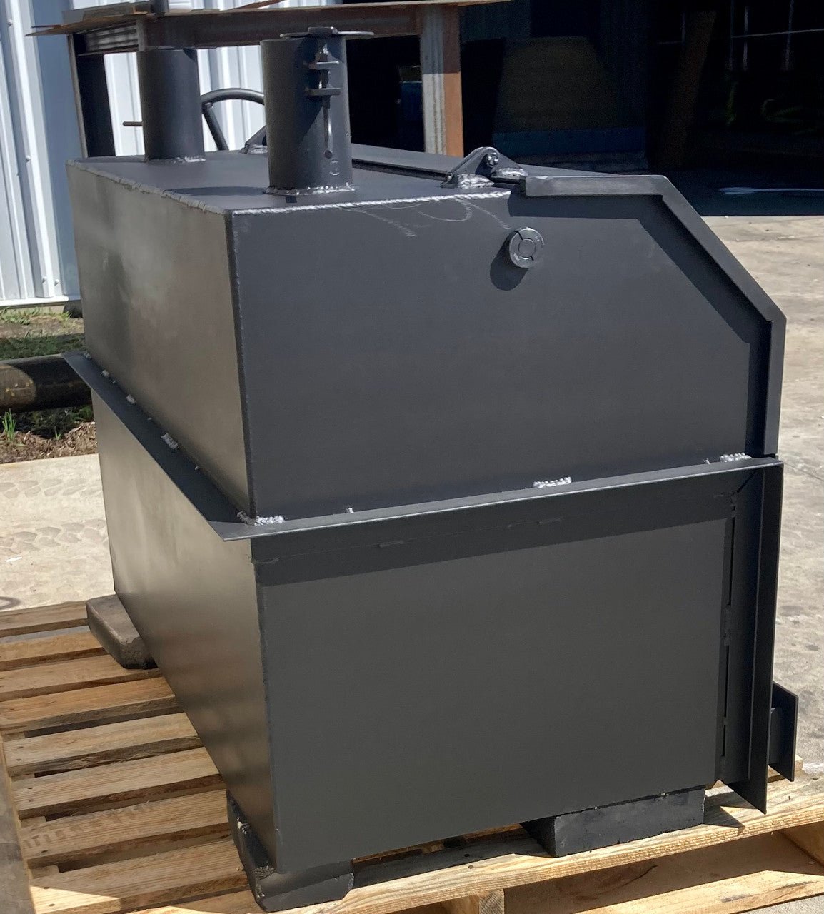Portable Bear Flag Wood and Charcoal Grill with Lid and Smokestacks - Heritage Backyard