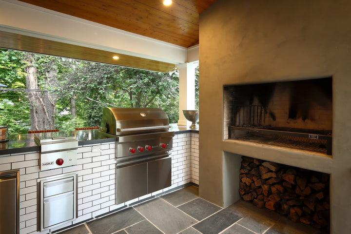 Small Uruguayan Architectural Grill with Side Brasero - Heritage Backyard Inc.
